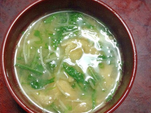 水菜と豆腐と油揚げみそ汁【ダブル大豆イソフラボン】